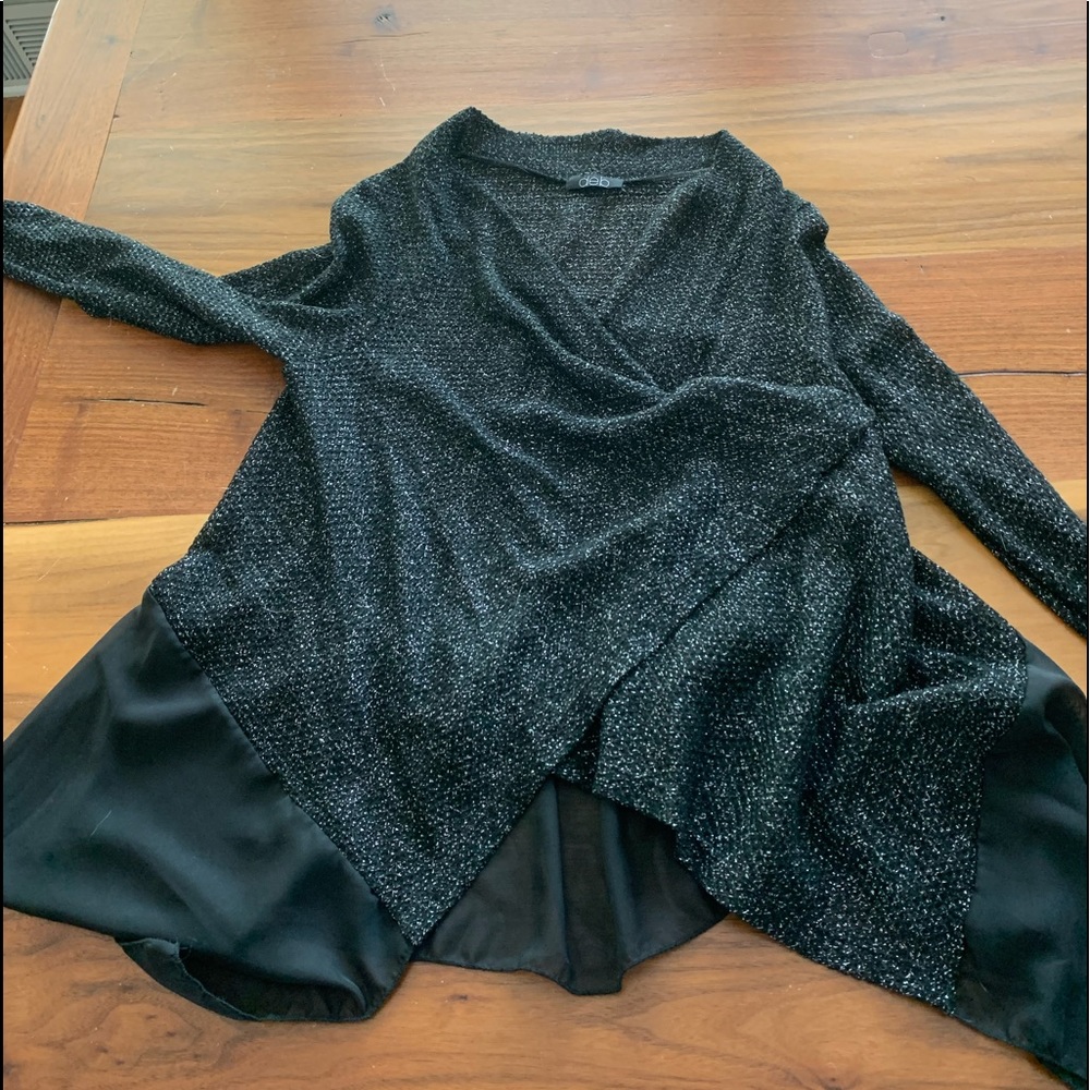 Black dressy cardigan with silver sparkles